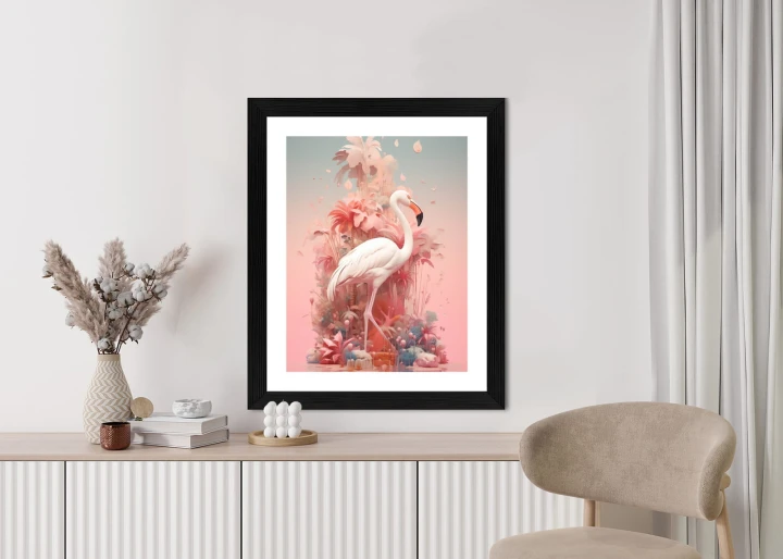 Plakat Surrealistyczna Ilustracja Z Flamingiem