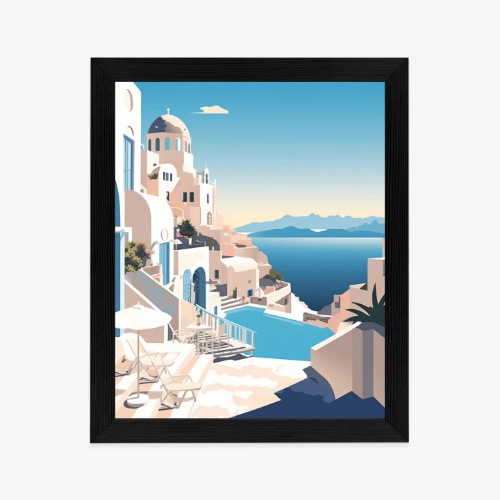 Plakat Grecka Architektura Na Santorini I Błękitne Morze