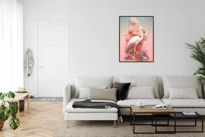 Plakat Surrealistyczna Ilustracja Z Flamingiem