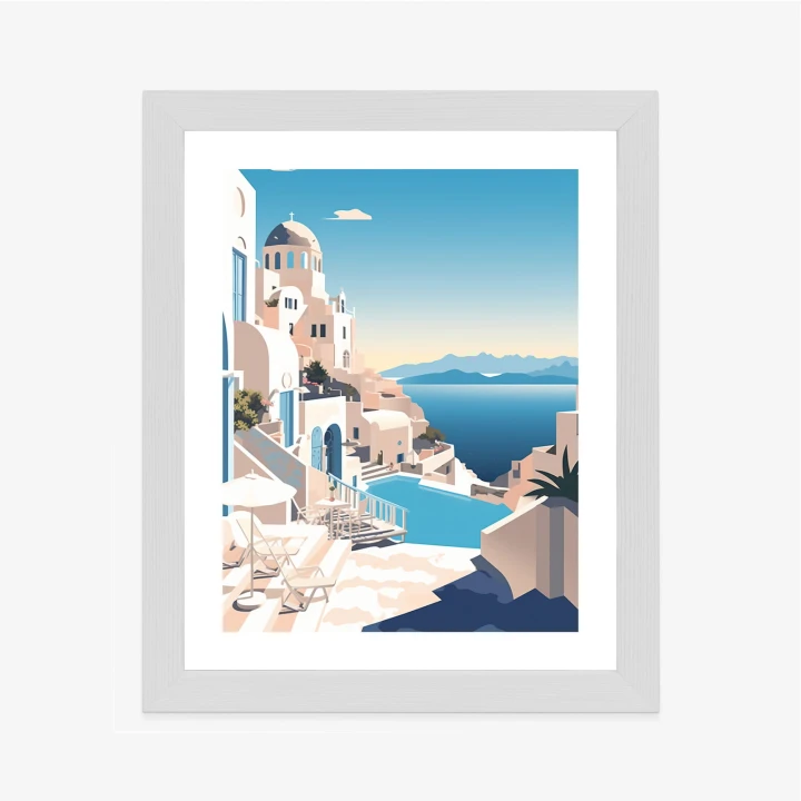 Plakat Grecka Architektura Na Santorini I Błękitne Morze