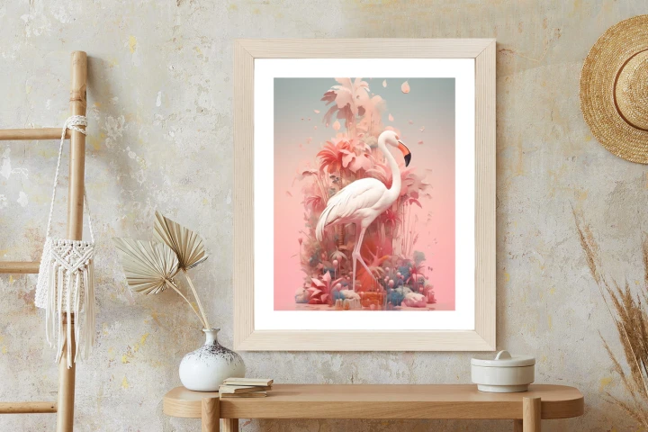 Plakat Surrealistyczna Ilustracja Z Flamingiem