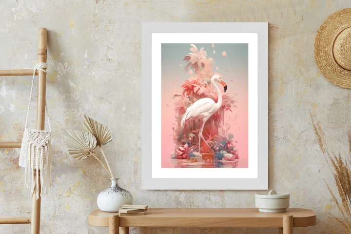 Plakat Surrealistyczna Ilustracja Z Flamingiem