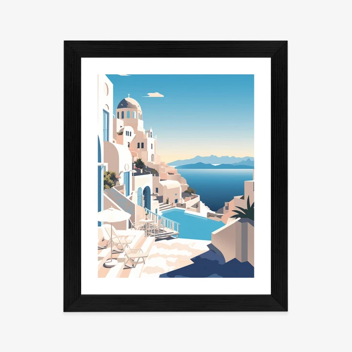 Plakat Grecka Architektura Na Santorini I Błękitne Morze
