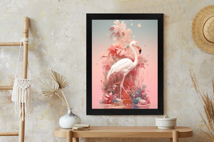 Plakat Surrealistyczna Ilustracja Z Flamingiem