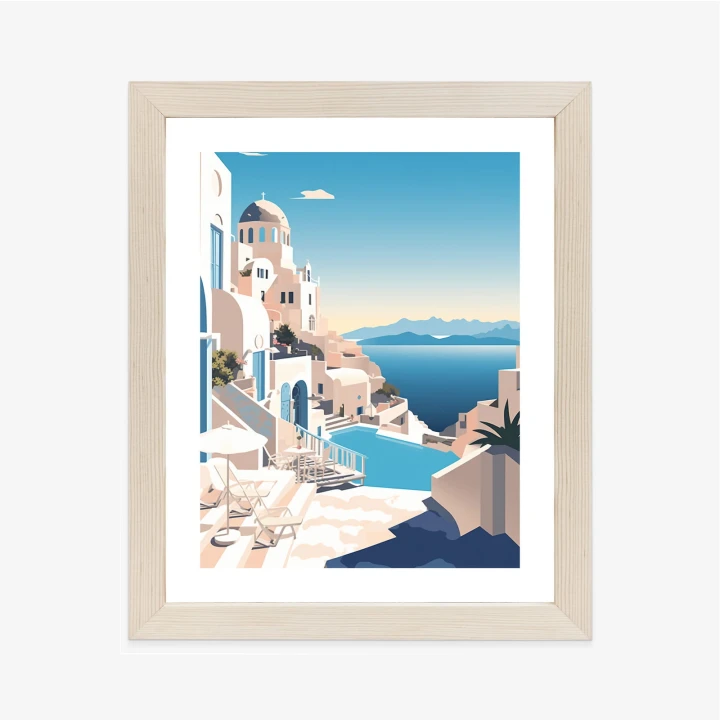 Plakat Grecka Architektura Na Santorini I Błękitne Morze
