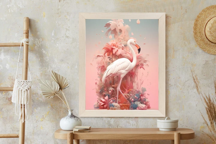 Plakat Surrealistyczna Ilustracja Z Flamingiem