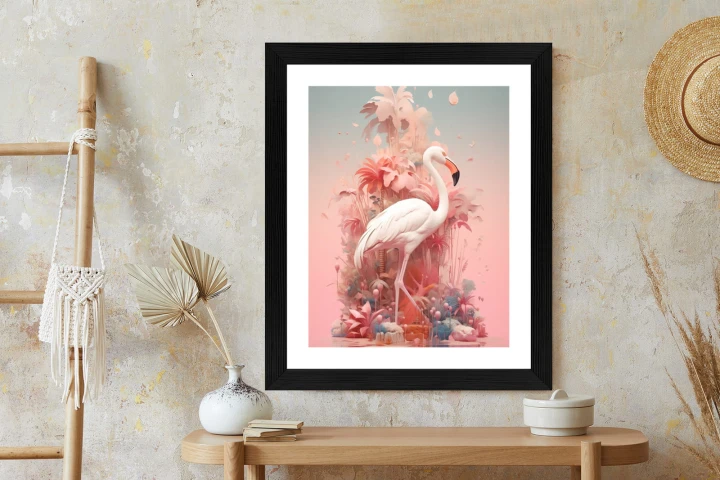 Plakat Surrealistyczna Ilustracja Z Flamingiem