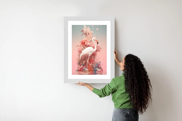 Plakat Surrealistyczna Ilustracja Z Flamingiem