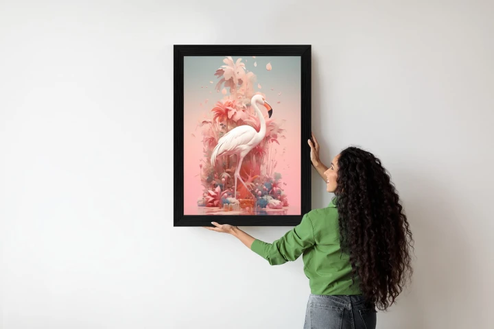 Plakat Surrealistyczna Ilustracja Z Flamingiem