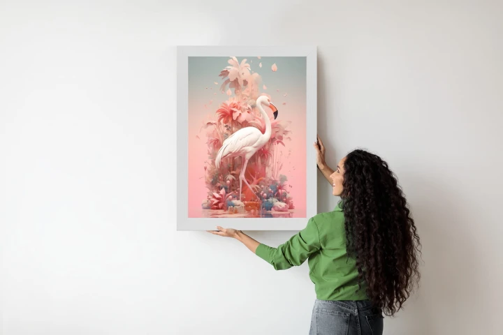 Plakat Surrealistyczna Ilustracja Z Flamingiem