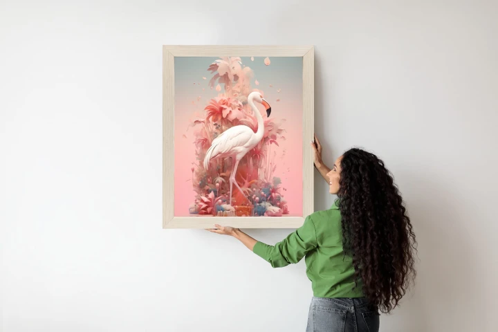 Plakat Surrealistyczna Ilustracja Z Flamingiem