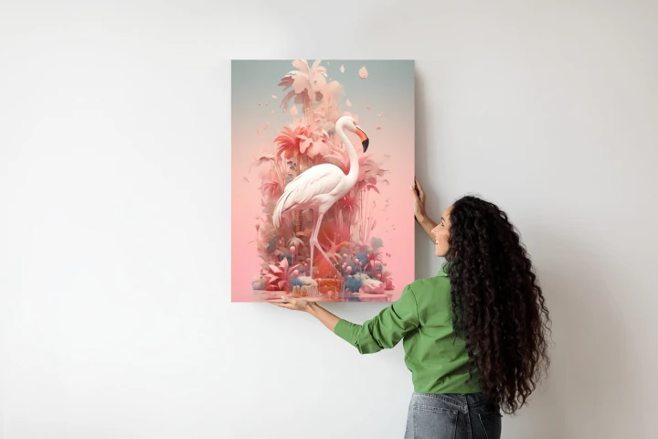 Plakat Surrealistyczna Ilustracja Z Flamingiem