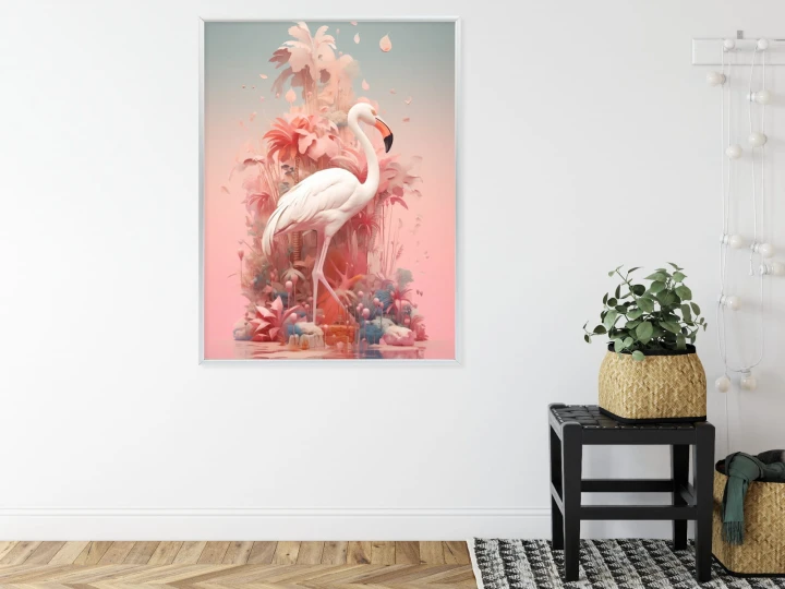 Plakat Surrealistyczna Ilustracja Z Flamingiem