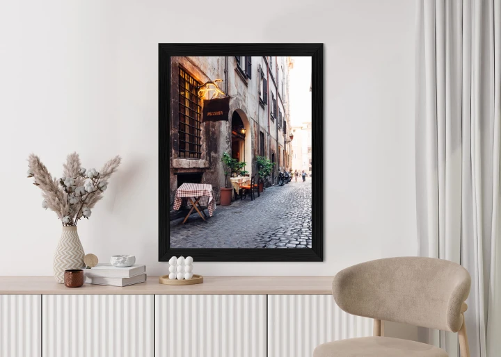 Plakat Klimatyczna Uliczka W Rzymie Z Kawiarnią