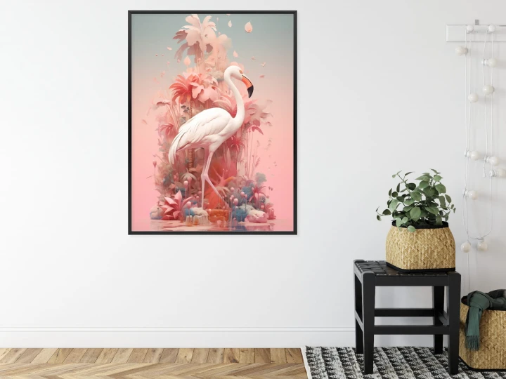Plakat Surrealistyczna Ilustracja Z Flamingiem