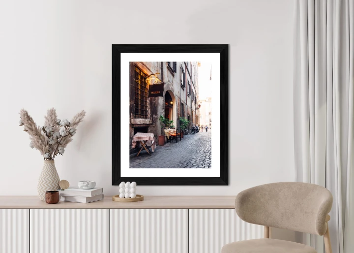 Plakat Klimatyczna Uliczka W Rzymie Z Kawiarnią