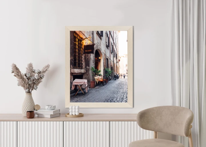 Plakat Klimatyczna Uliczka W Rzymie Z Kawiarnią