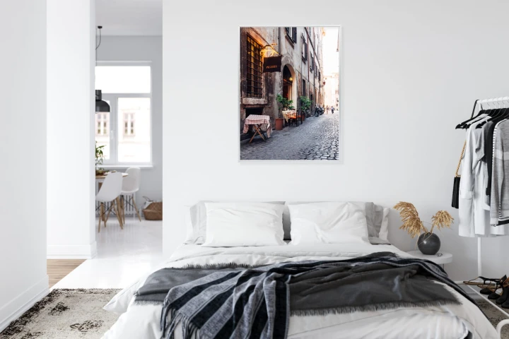 Plakat Klimatyczna Uliczka W Rzymie Z Kawiarnią