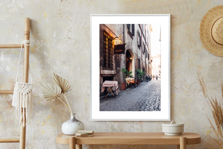 Plakat Klimatyczna Uliczka W Rzymie Z Kawiarnią