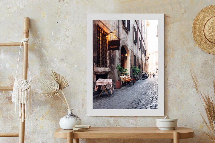 Plakat Klimatyczna Uliczka W Rzymie Z Kawiarnią