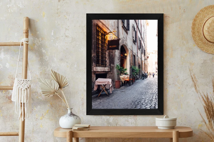 Plakat Klimatyczna Uliczka W Rzymie Z Kawiarnią