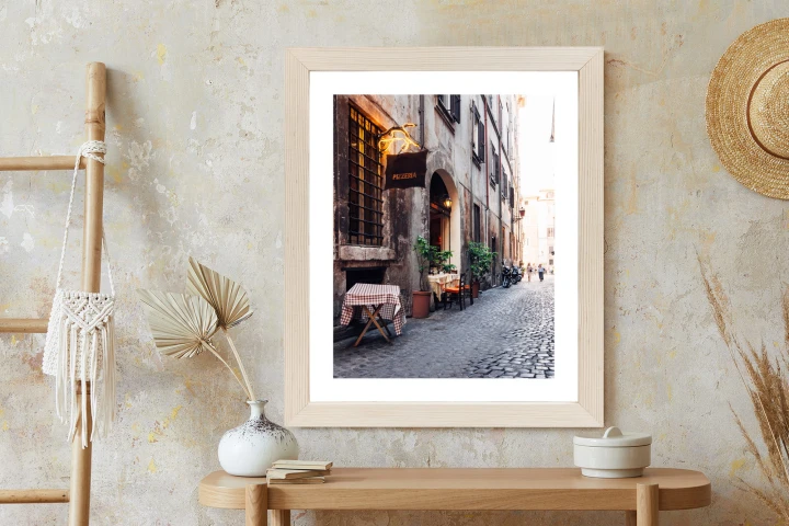 Plakat Klimatyczna Uliczka W Rzymie Z Kawiarnią