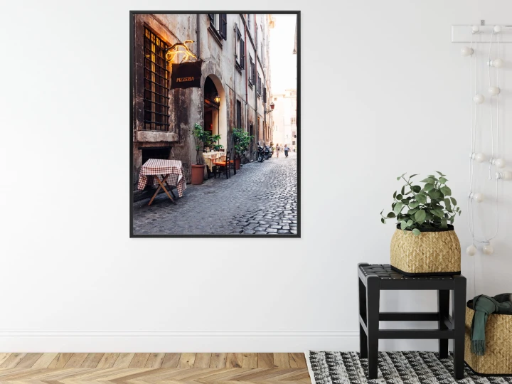 Plakat Klimatyczna Uliczka W Rzymie Z Kawiarnią