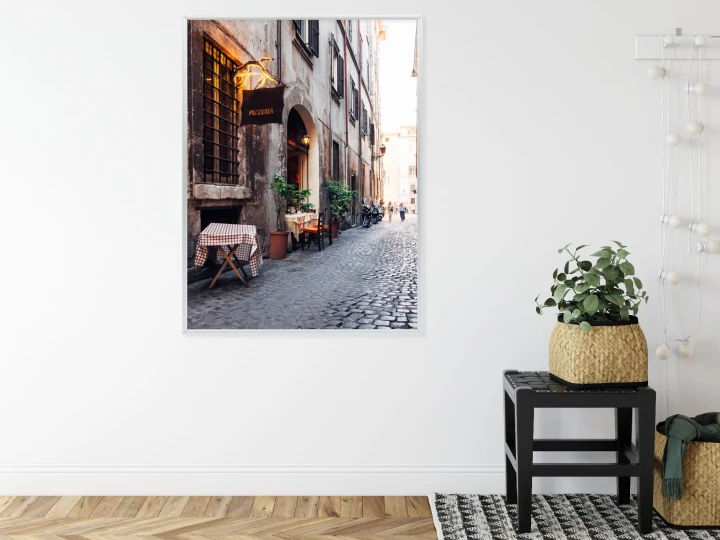 Plakat Klimatyczna Uliczka W Rzymie Z Kawiarnią