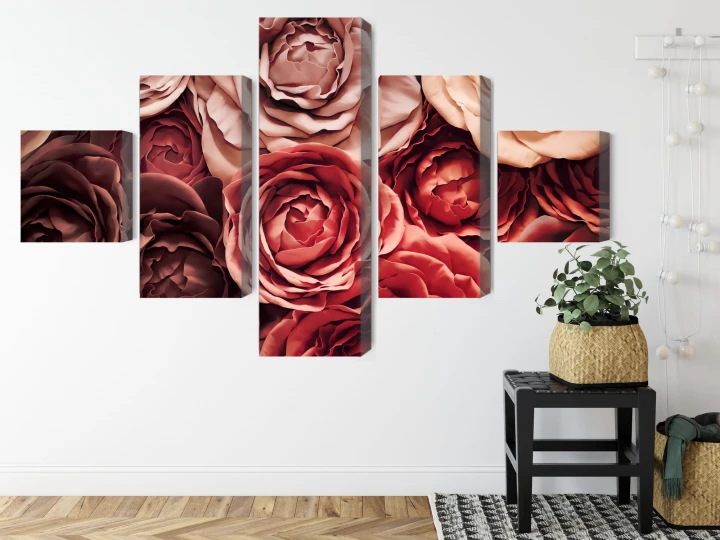 Obraz Wieloczęściowy Kolorowe Kwiaty Z Bliska 3D