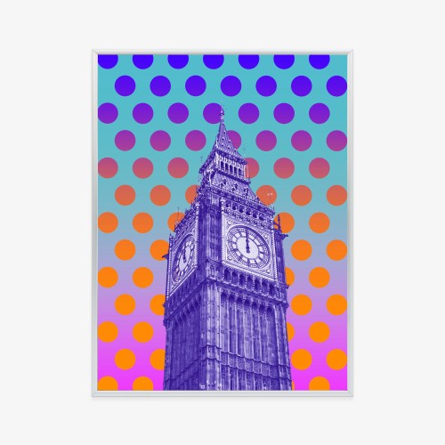 Plakat Big Ben W Stylu Pop Art Na Kolorowym Tle