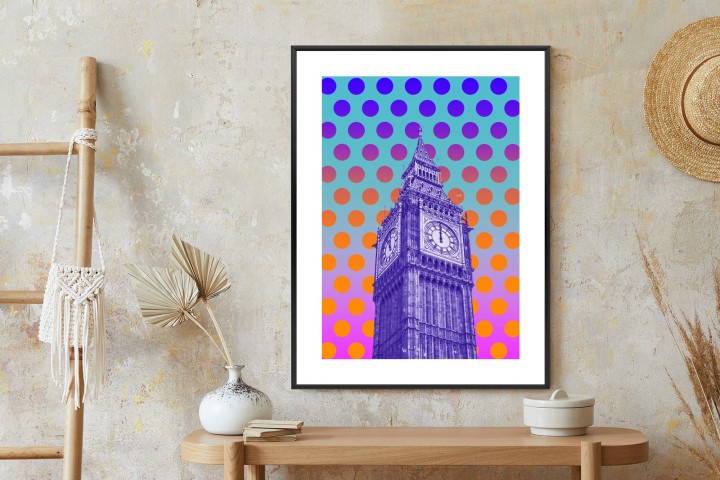Plakat Big Ben W Stylu Pop Art Na Kolorowym Tle