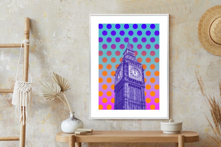Plakat Big Ben W Stylu Pop Art Na Kolorowym Tle