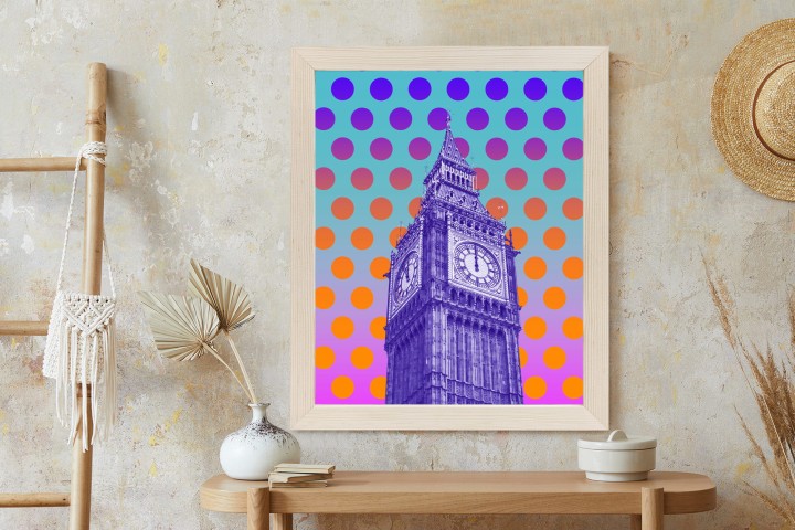 Plakat Big Ben W Stylu Pop Art Na Kolorowym Tle