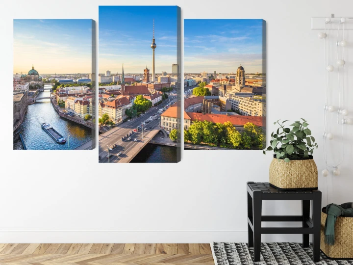 Obraz Wieloczęściowy Rzeka Sprewa I Panoramiczny Widok Berlina