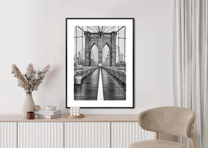 Plakat Wiszący Most Brookliński W Czarno Białych Kolorach