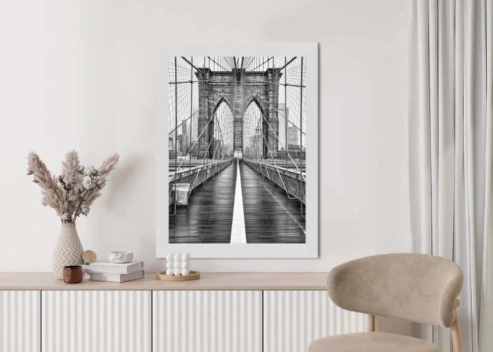 Plakat Wiszący Most Brookliński W Czarno Białych Kolorach