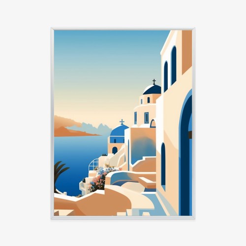 Plakat Malowniczy Widok Na Santorini Ilustracja