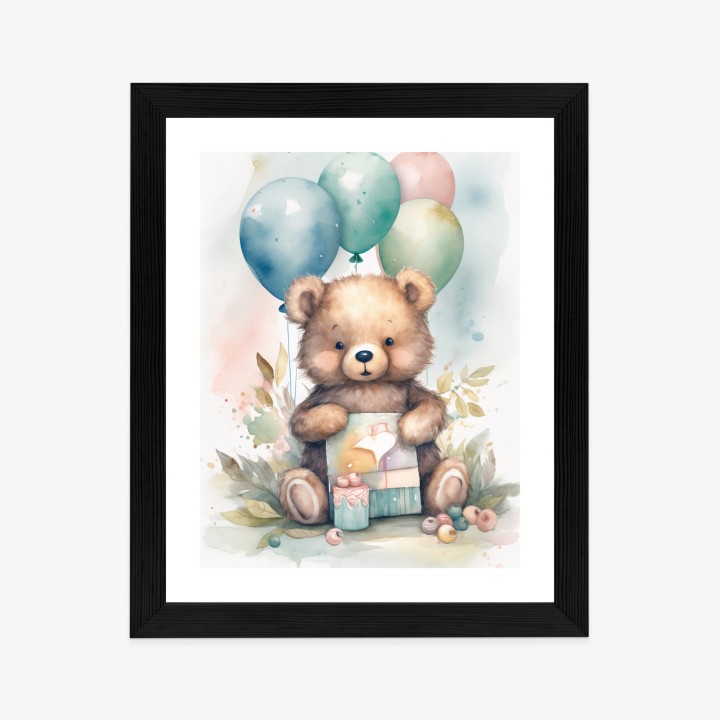 Plakat Niedźwiadek Z Pękiem Balonów