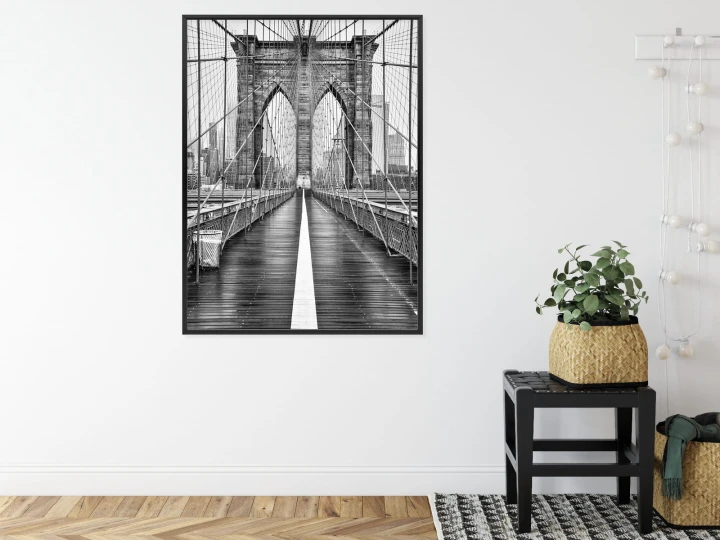 Plakat Wiszący Most Brookliński W Czarno Białych Kolorach