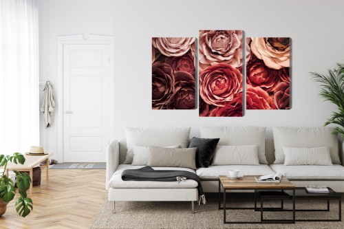 Obraz Wieloczęściowy Kolorowe Kwiaty Z Bliska 3D