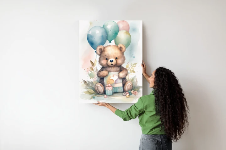 Plakat Niedźwiadek Z Pękiem Balonów