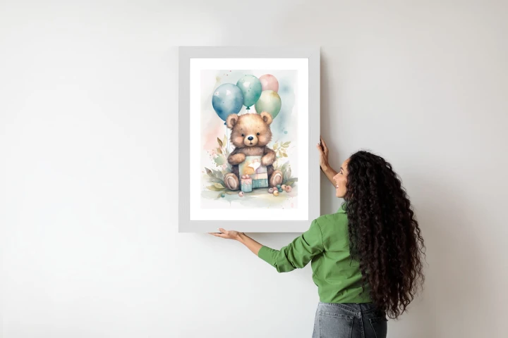 Plakat Niedźwiadek Z Pękiem Balonów