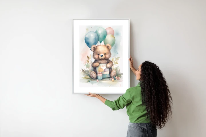 Plakat Niedźwiadek Z Pękiem Balonów