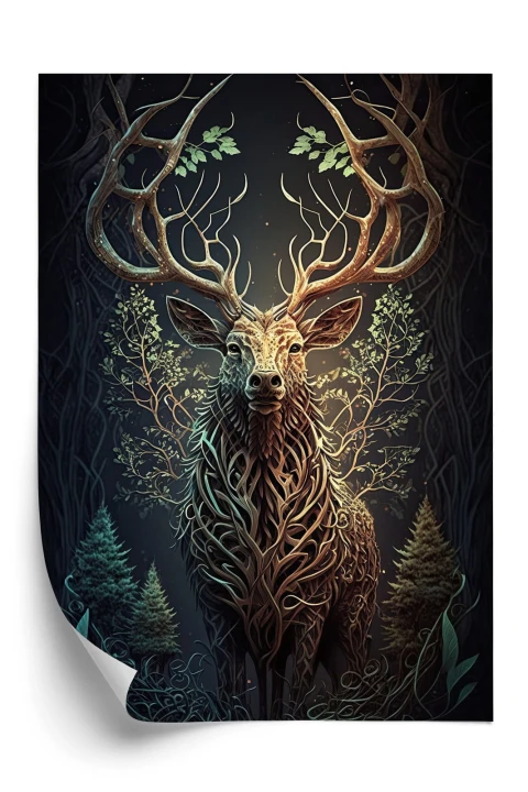 Plakat Leśny Jeleń Na Ilustracji