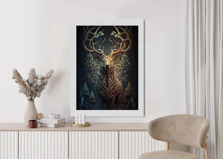 Plakat Leśny Jeleń Na Ilustracji