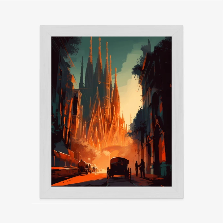 Plakat Kościół Sagrada Familia I Zachód Słońca