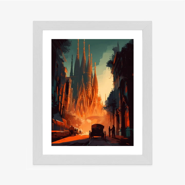 Plakat Kościół Sagrada Familia I Zachód Słońca