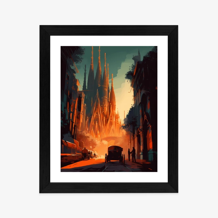 Plakat Kościół Sagrada Familia I Zachód Słońca