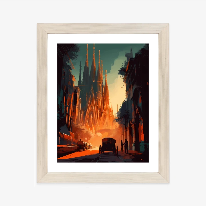 Plakat Kościół Sagrada Familia I Zachód Słońca