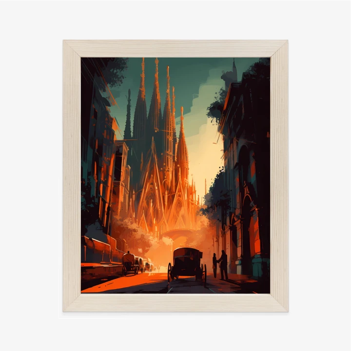 Plakat Kościół Sagrada Familia I Zachód Słońca